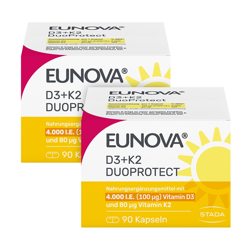 EUNOVA DuoProtect D3+K2 4000 I.E./80 µg Kaps.Kombi - 2X90Stk