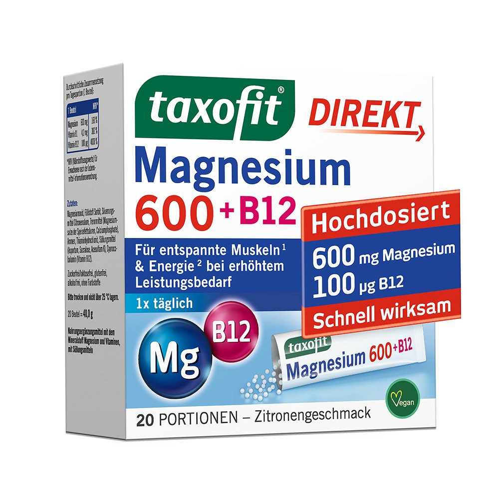 TAXOFIT Magnesium 600+B12 Direkt Granulat - 20Stk