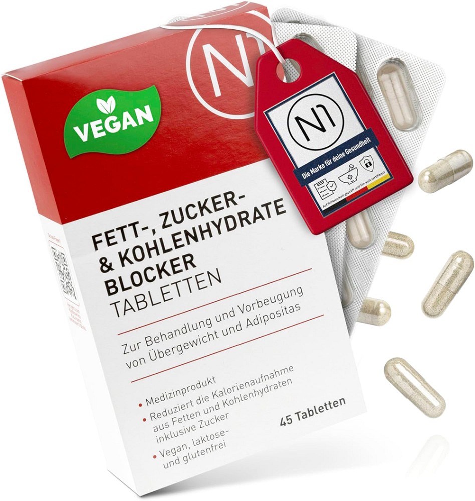 N1 Fett- Zucker- & Kohlenhydrate Blocker Tabletten - 45Stk - Abnehmtabletten & -kapseln