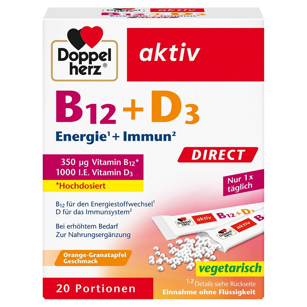 DOPPELHERZ B12+D3 DIRECT Pellets - 20Stk - Energie & Leistungsfähigkeit