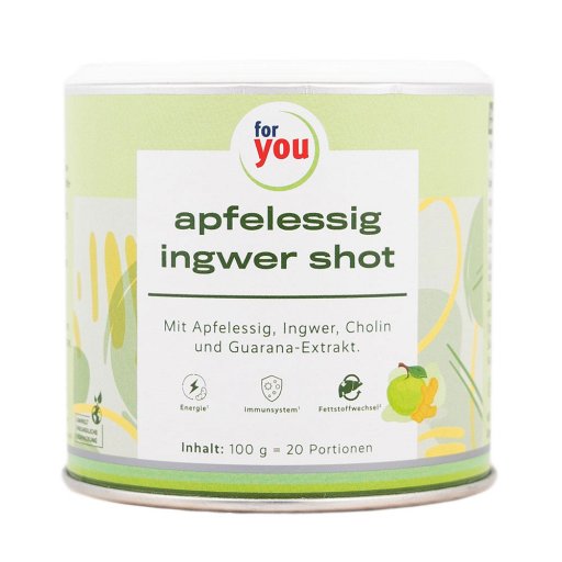 FOR YOU apfelessig ingwer shot Pulver - 100g - Stärkung Immunsystem