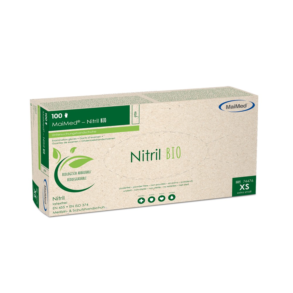 MAIMED Nitril BIO Unt.Handsch.unste.pf Gr.XS grün - 100Stk