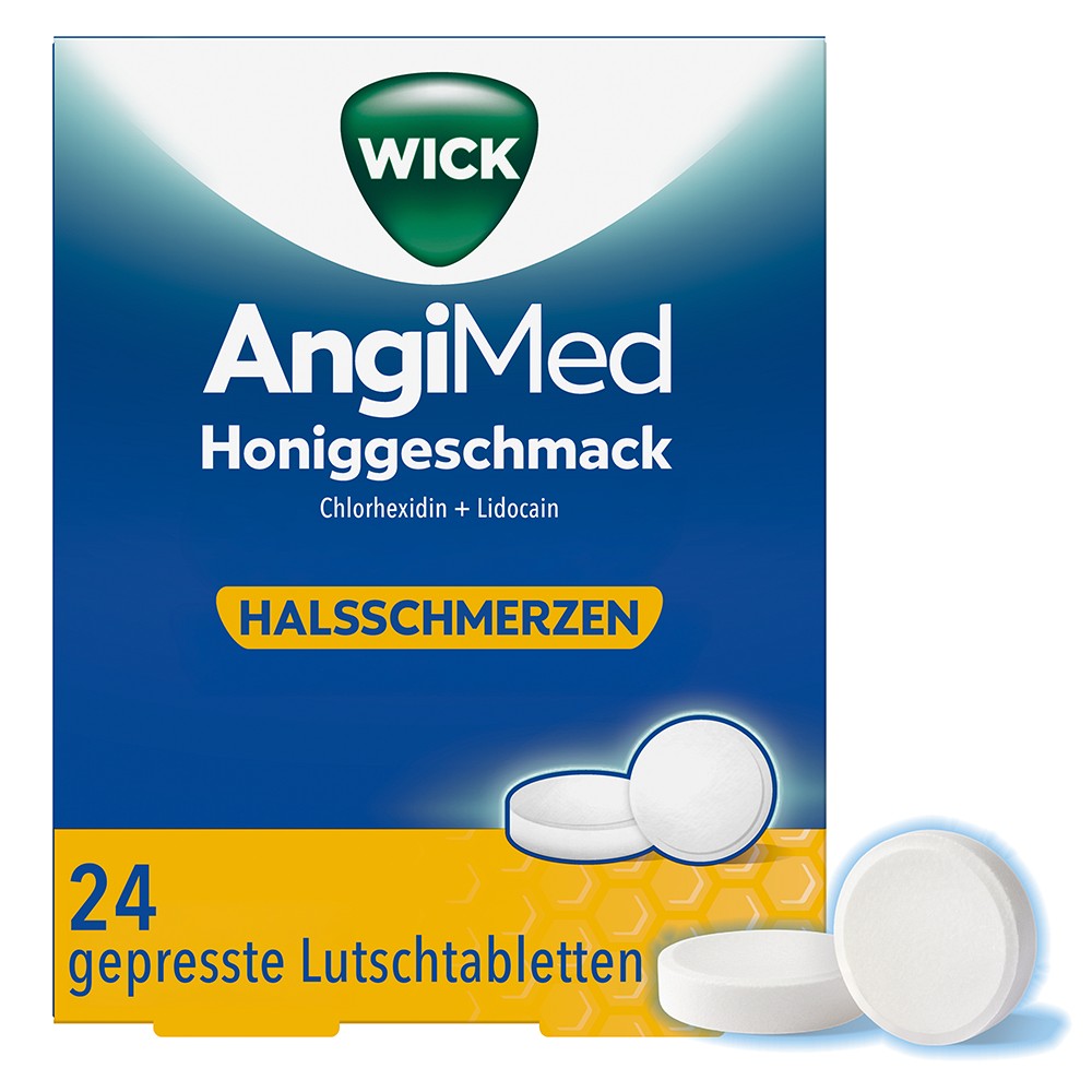 Power Image von WICK AngiMed ​Honiggeschmack Lutschtabletten bei Halsschmerzen, 24 Stück.​