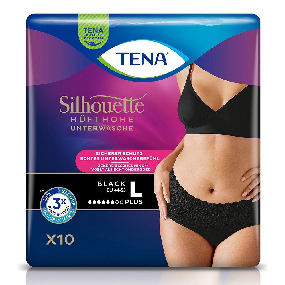 TENA SILHOUETTE plus L black Inkontinenz Pants - 10Stk