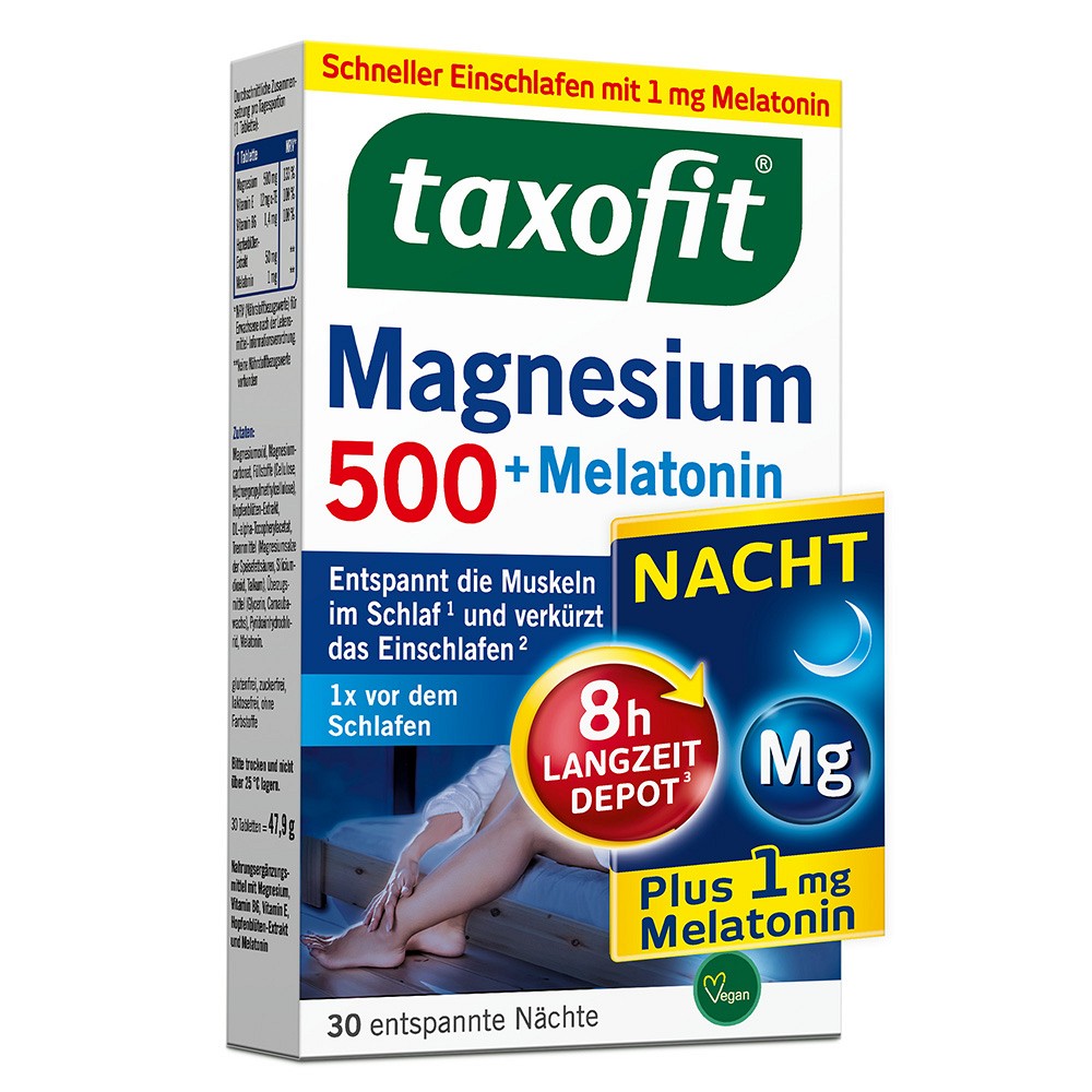 TAXOFIT Magnesium 500 Nacht+Melatonin Tabletten - 30Stk