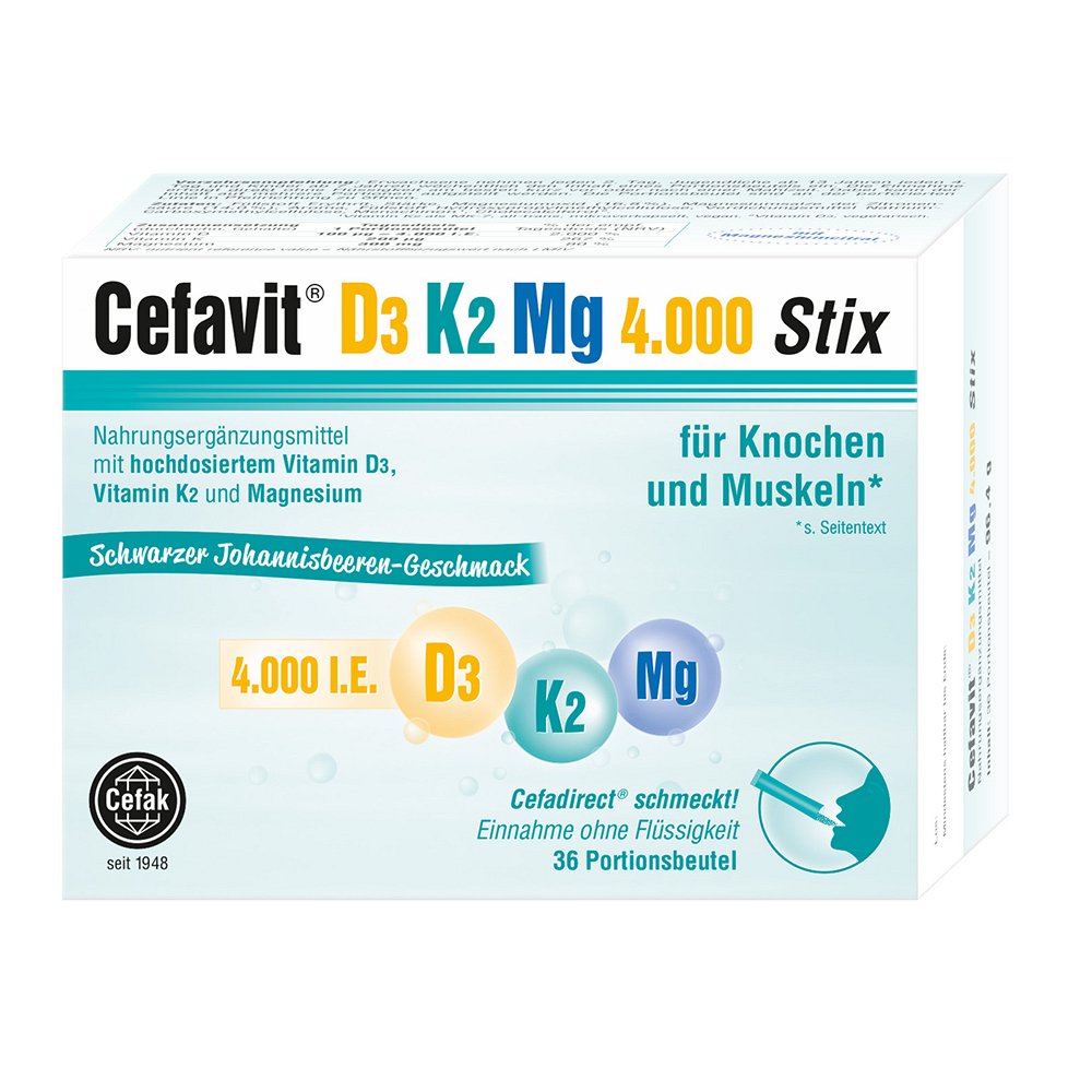 CEFAVIT D3 K2 Mg 4.000 I.E. Stix Granulat - 36Stk