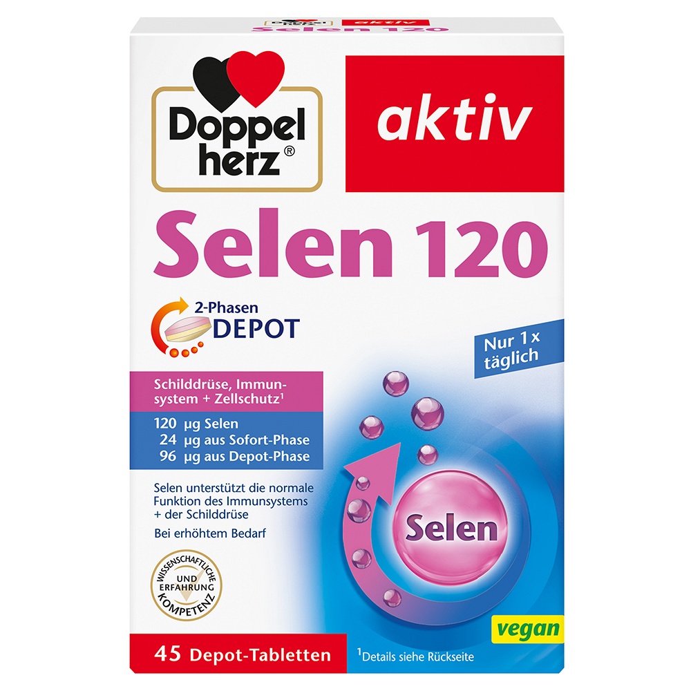 DOPPELHERZ Selen 120 2-Phasen Depot Tabletten - 45Stk - Immunsystem & Zellschutz