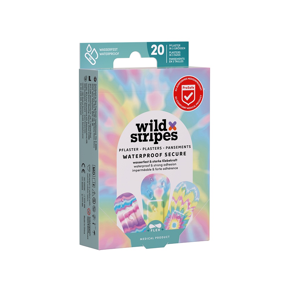 WILD STRIPES Pflaster waterproof secu.Rainbow INT - 20Stk - Pflasterstrips