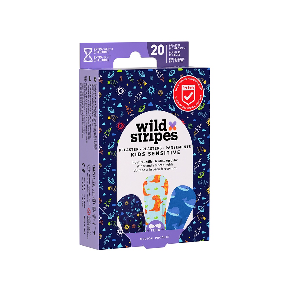 WILD STRIPES Pflaster Kids sensitiv Space INT - 20Stk - Pflasterstrips