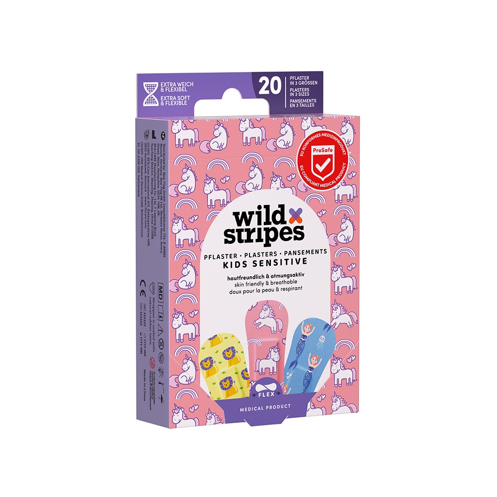 WILD STRIPES Pflaster Kids sensitiv Fantasy INT - 20Stk - Pflasterstrips