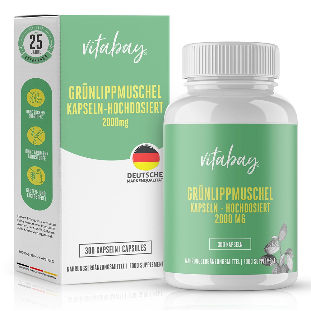 GRÜNLIPPMUSCHEL 2000 mg hochdosiert Kapseln - 300Stk - Omega-3-Fettsäuren