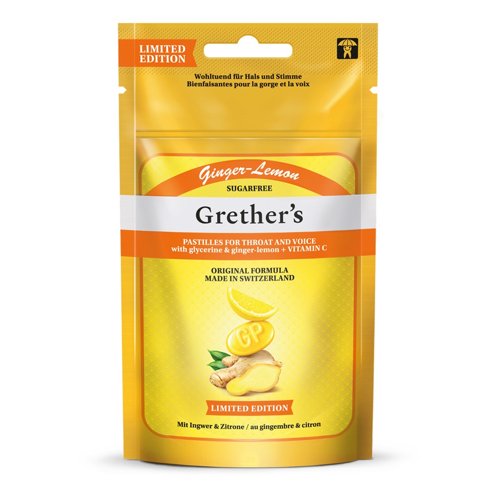 GRETHERS Ginger Lemon zuckerfrei Past.Beutel Ref. - 75g - Gesundheit & Wellness