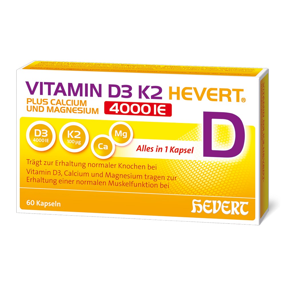 VITAMIN D3 K2 Hevert+Calcium u.Magnes.4000 IE Kps. - 60Stk - Vitamin D3 K2
