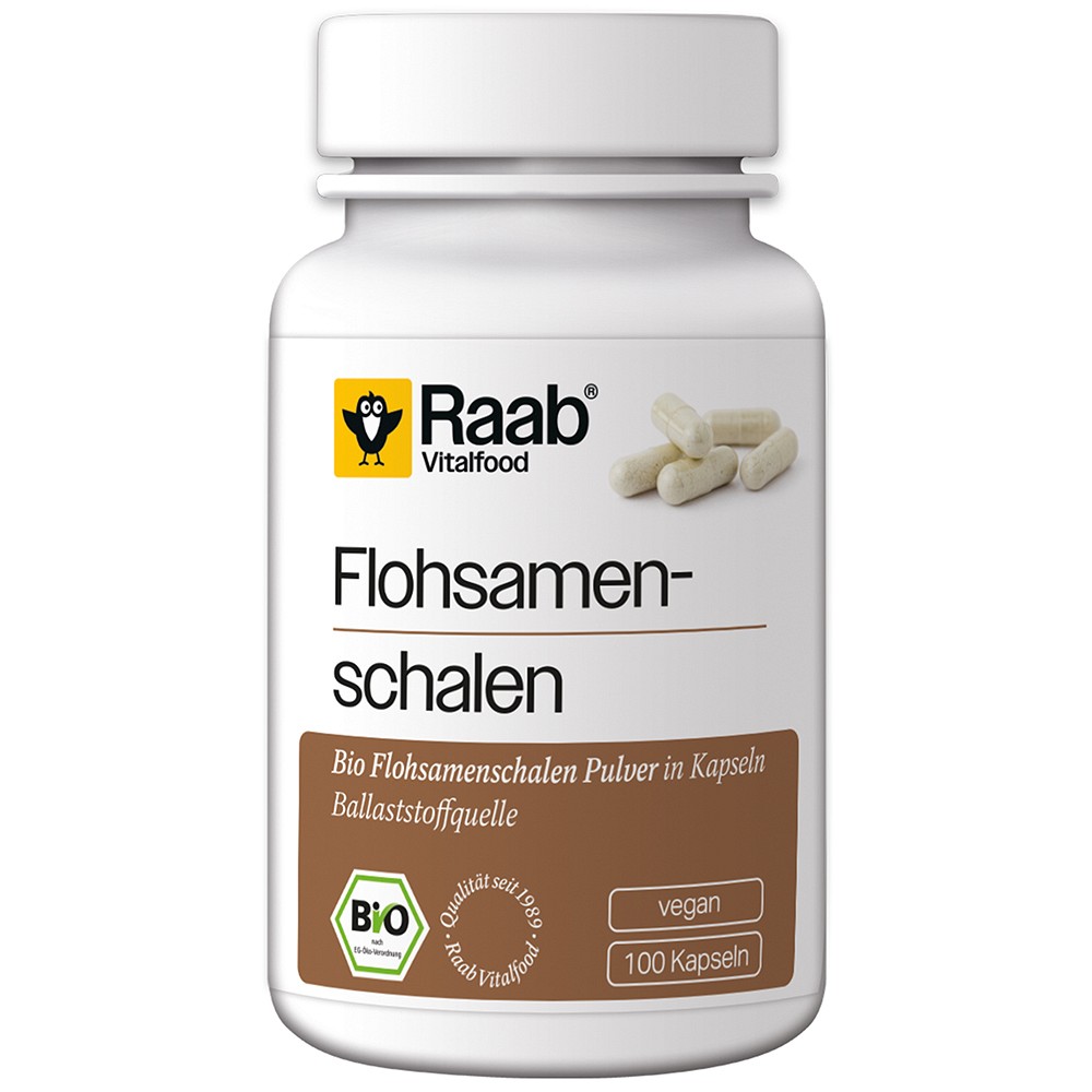 RAAB Vitalfood Flohsamenschalen Bio Kapseln - 100Stk