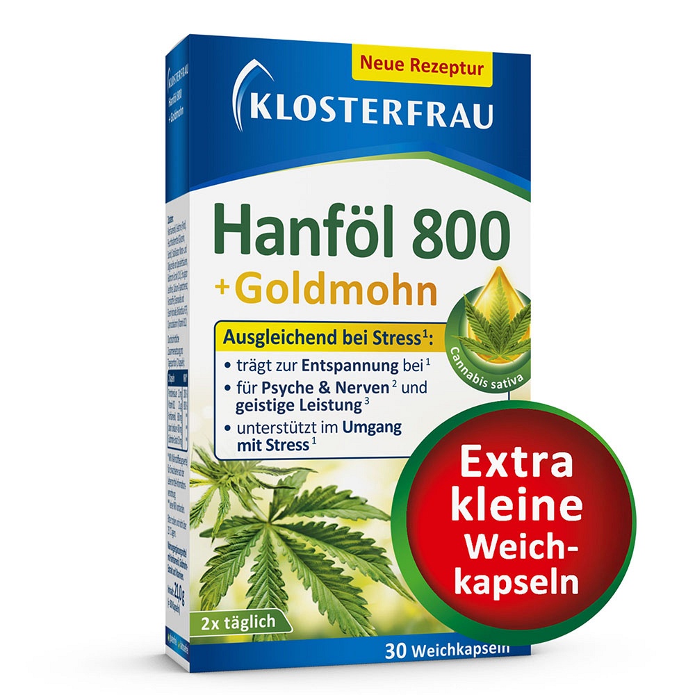 KLOSTERFRAU Hanföl 800 mg+Goldmohn Weichkapseln - 30Stk