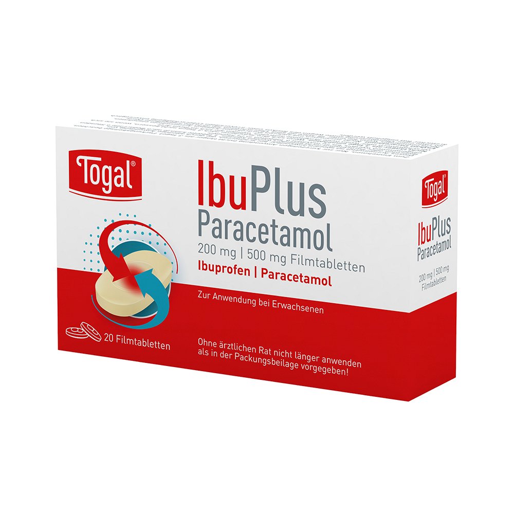 TOGAL IbuPlus Paracetamol 200 mg/500 mg Filmtabl. - 20Stk - Grippe & Fieber