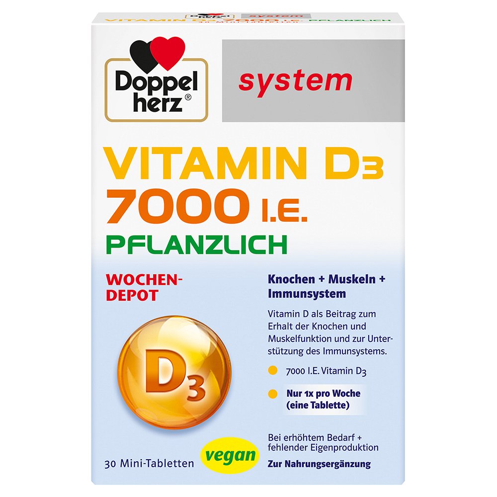 DOPPELHERZ Vitamin D3 7000 I.E. pflanzlich sys.TAB - 30Stk - Muskeln, Knochen & Bewegungsapparat