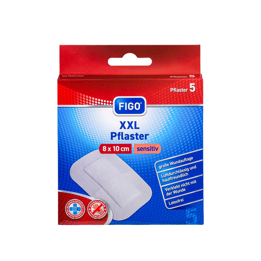 FIGO Pflaster sensitiv 8x10 cm XXL - 5Stk - Erste Hilfe
