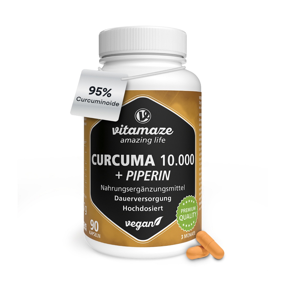 CURCUMA 10.000+Piperin hochdosiert vegan Kapseln - 90Stk