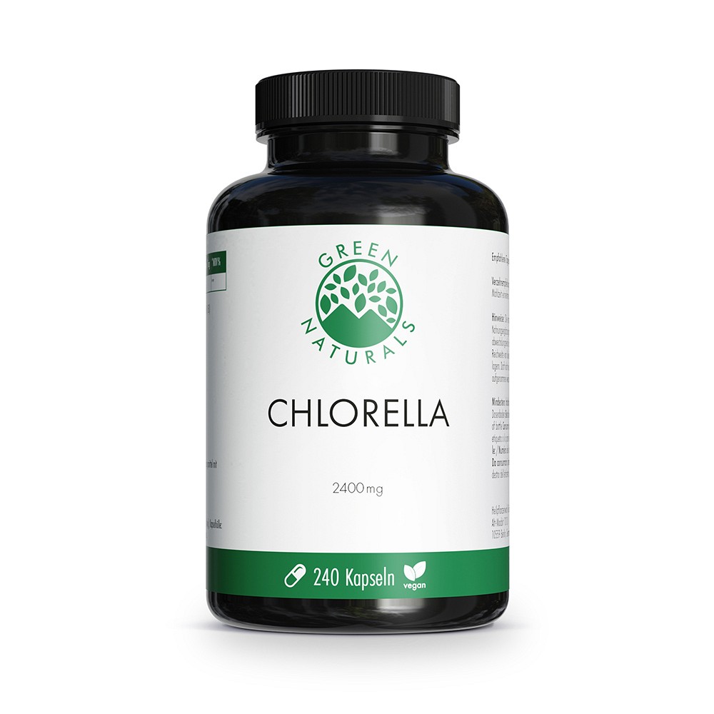 GREEN NATURALS Chlorella Kapseln 2400 mg vegan - 240Stk - Entgiften-Entschlacken-Entsäuern