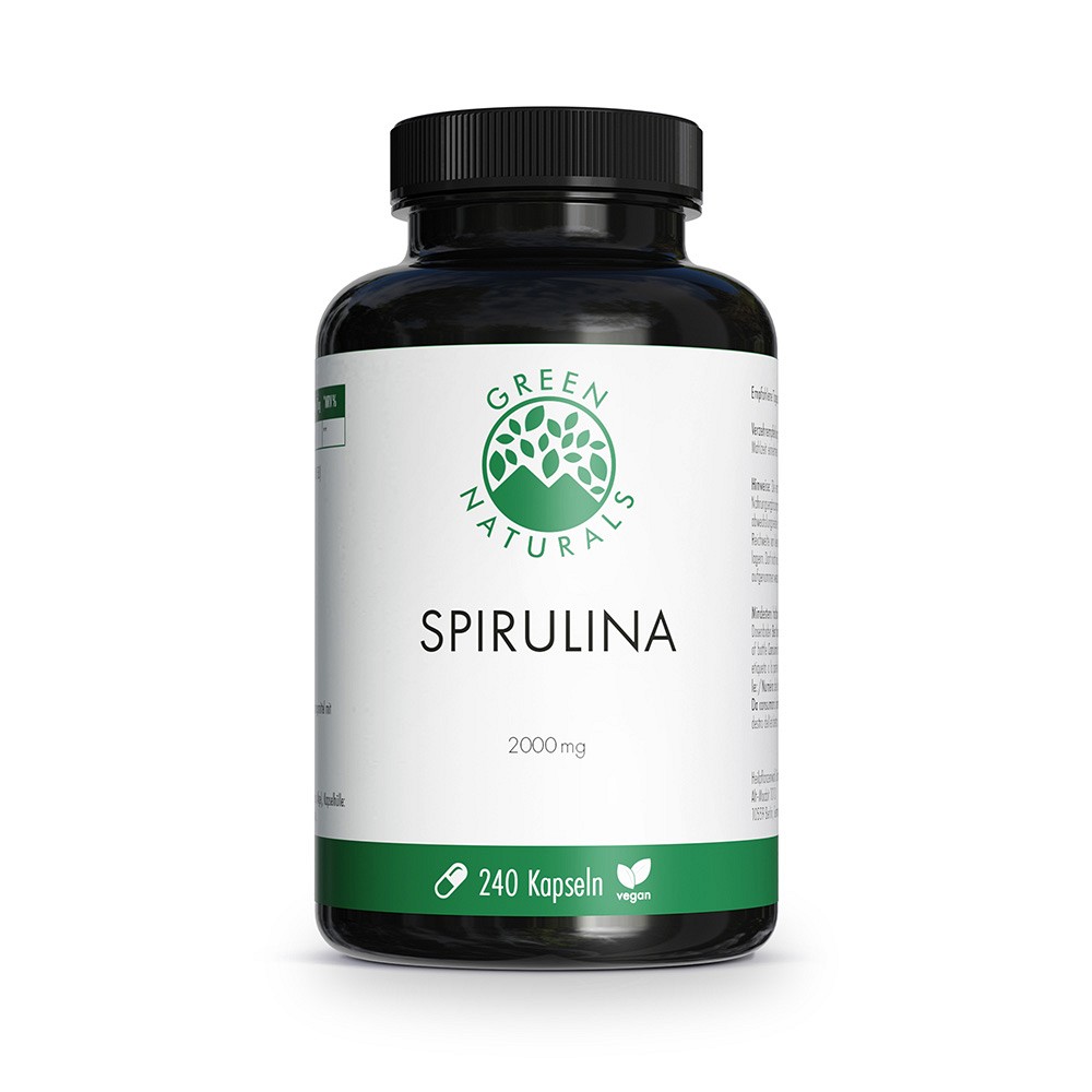 GREEN NATURALS Spirulina Kapseln 2000 mg vegan - 240Stk - Entgiften-Entschlacken-Entsäuern