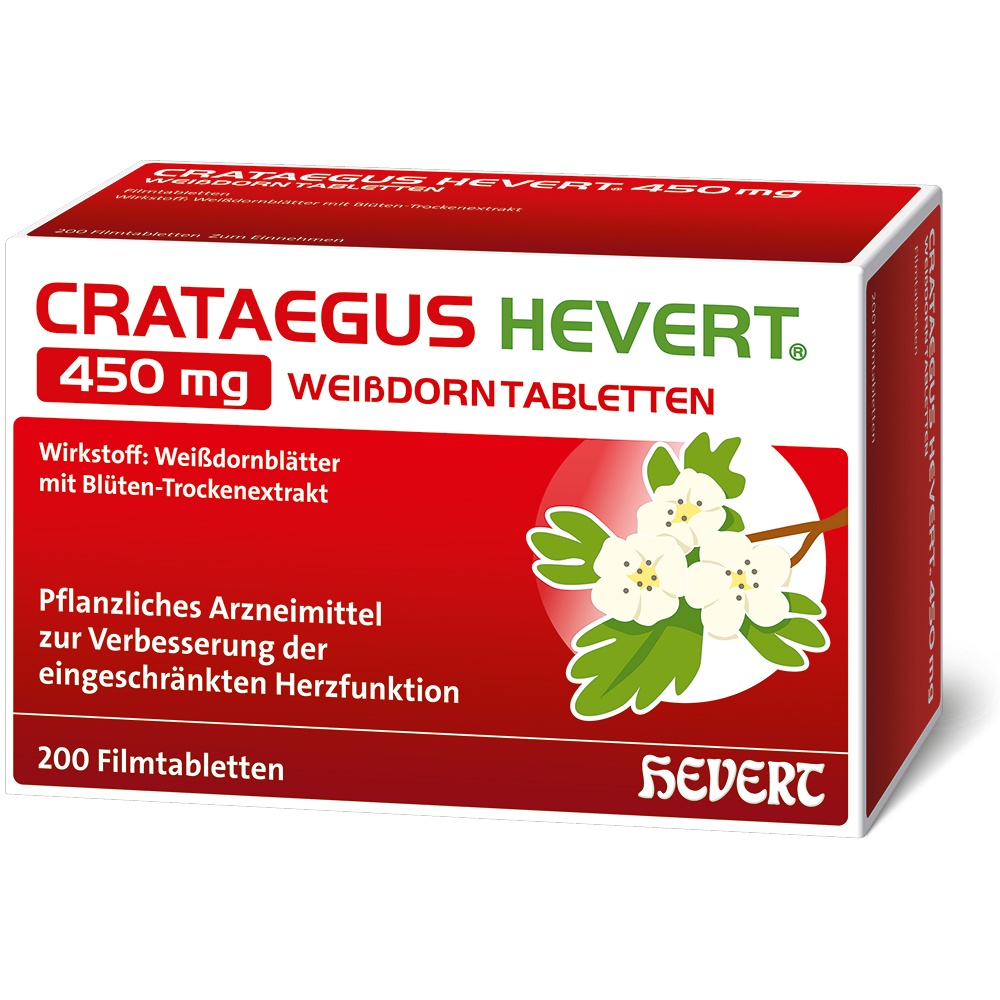 CRATAEGUS HEVERT 450 mg Weißdorntabletten - 200Stk - Stärkung für das Herz