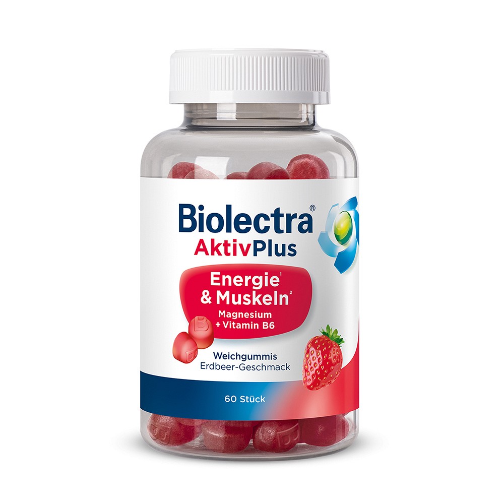 BIOLECTRA AktivPlus Energie & Muskeln Gummis Erdb. - 60Stk - Vegan
