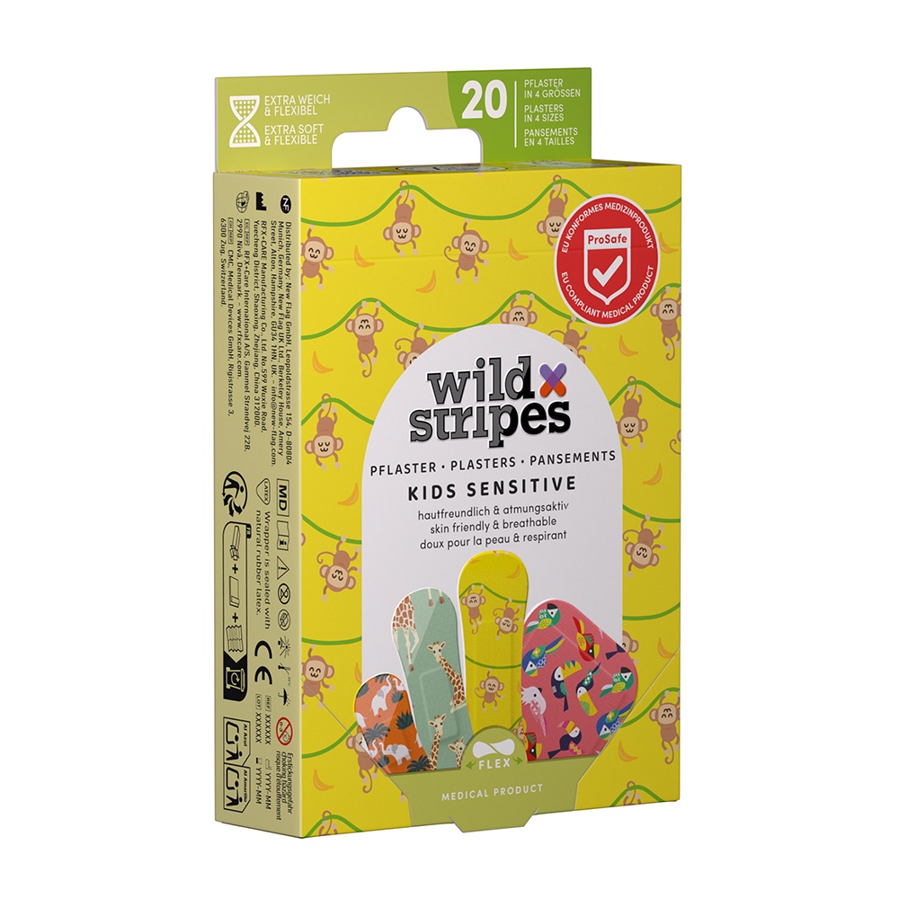 WILD STRIPES Pflaster Kids sensitiv Jungle Vibe - 20Stk - Pflasterstrips