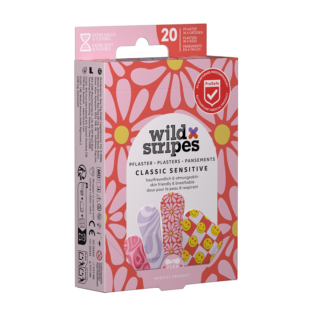 WILD STRIPES Pflaster Classic sensitiv Pastel Fun - 20Stk - Pflasterstrips