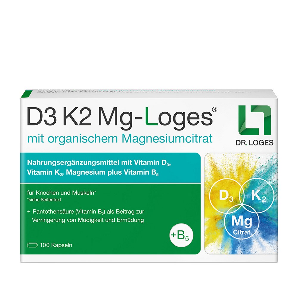 D3 K2 Mg-Loges Kapseln - 100Stk - Für Haut, Haare & Knochen