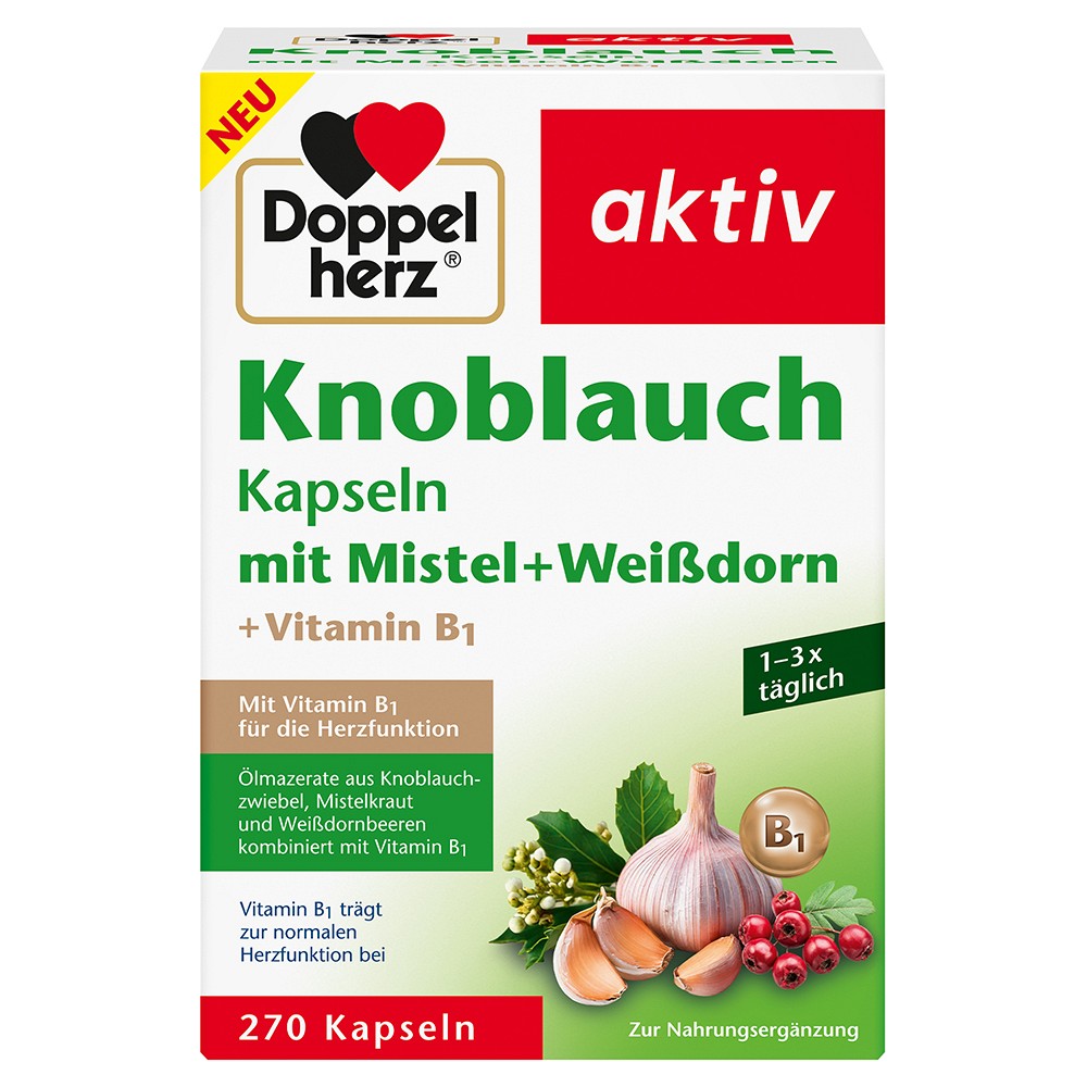 DOPPELHERZ Knobl.Kap.m.Mistel+Weißdorn+Vitamin B1 - 270Stk - Herz-Kreislauf