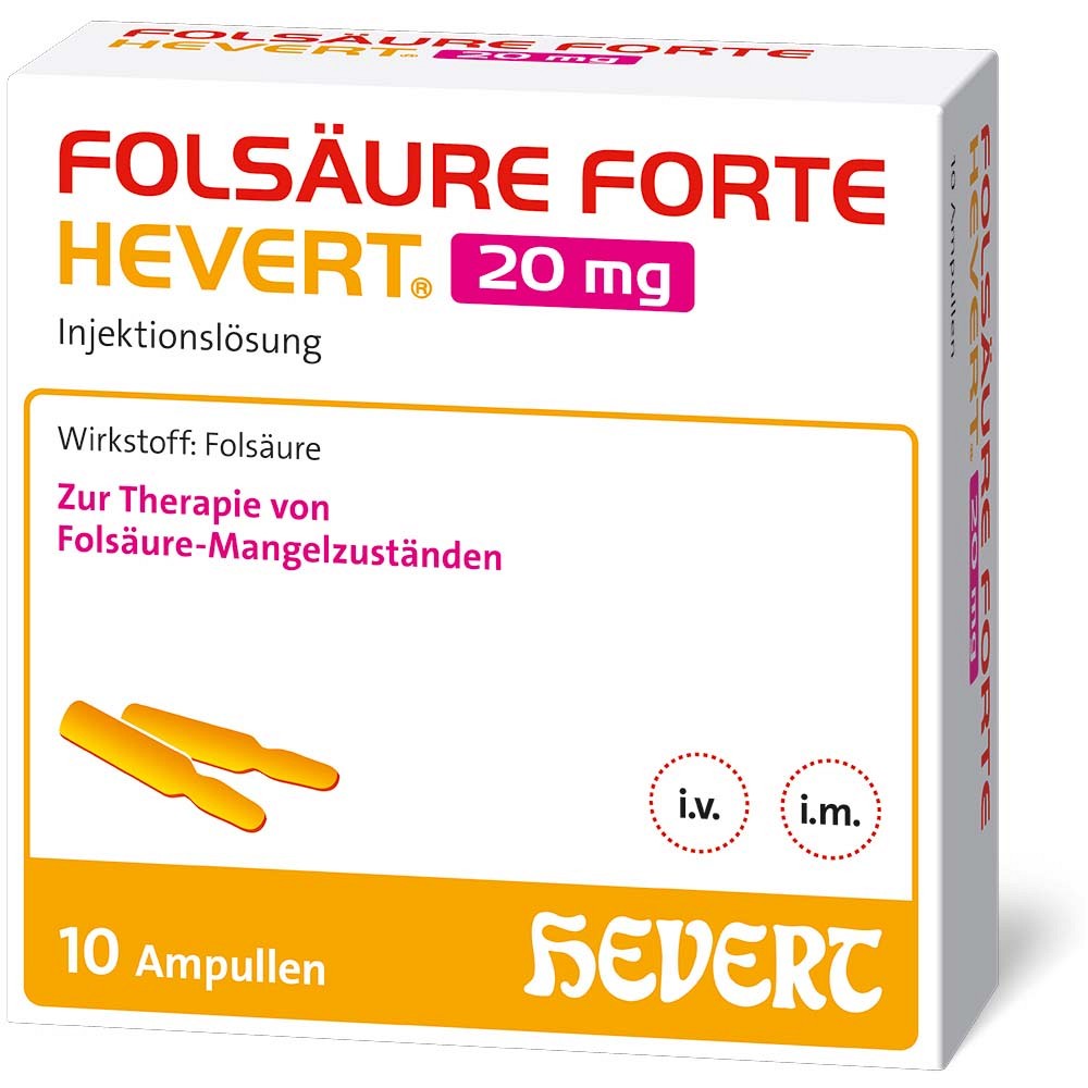 FOLSÄURE FORTE Hevert 20 mg Inj.-Lösung Amp. - 10X2ml - Vitamin B