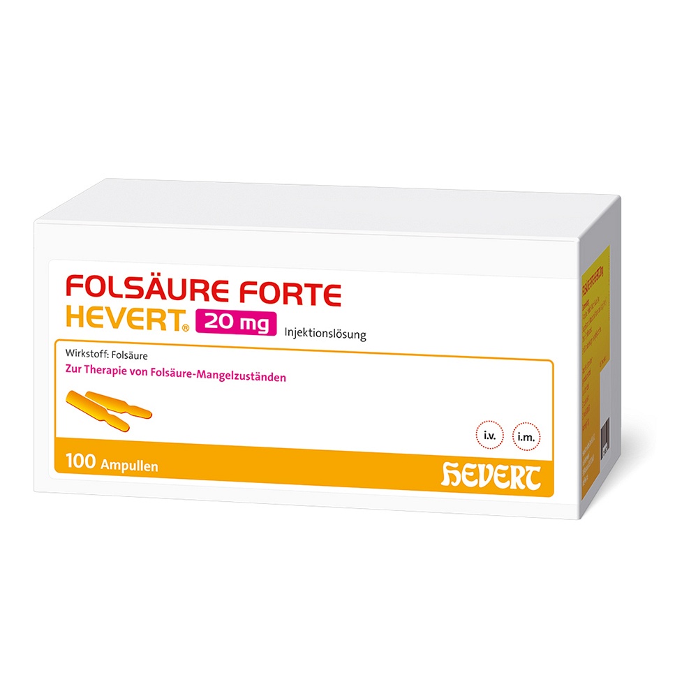 FOLSÄURE FORTE Hevert 20 mg Inj.-Lösung Amp. - 100X2ml