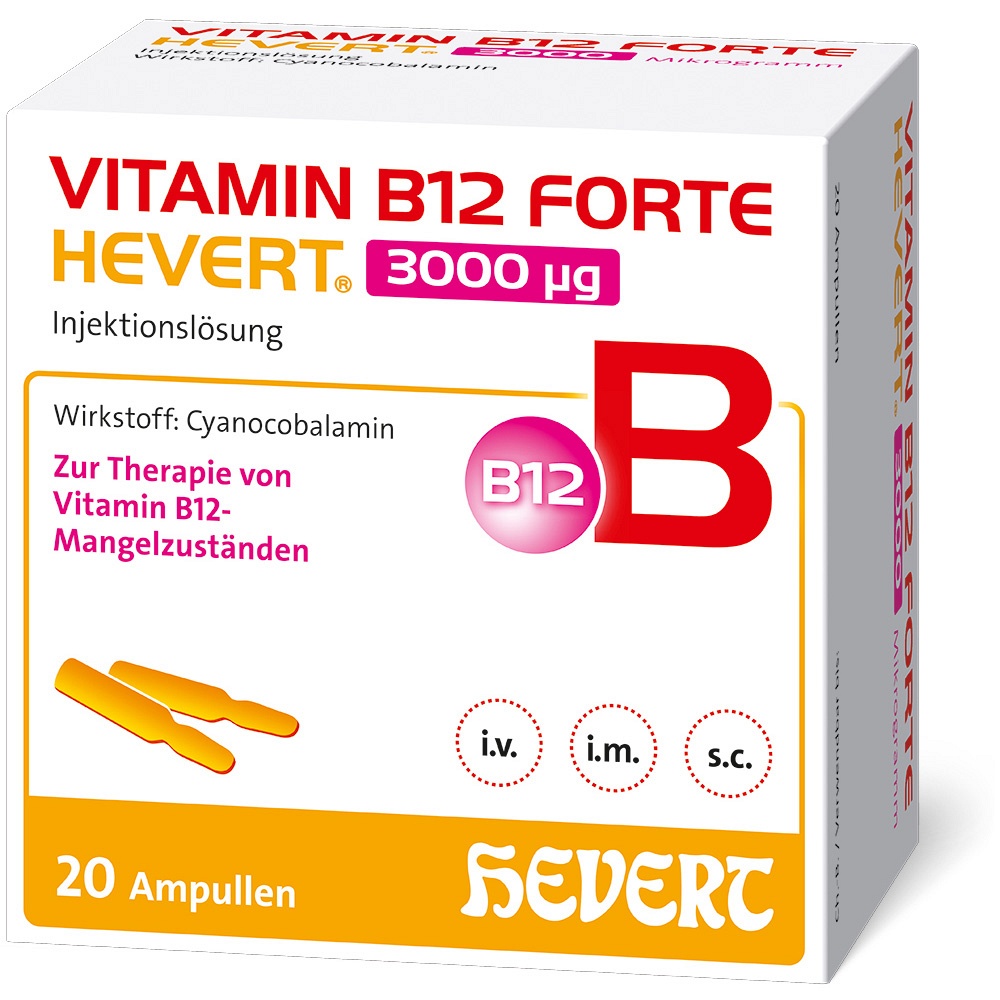 VITAMIN B12 FORTE Hevert 3000 µg Inj.-Lsg.Amp. - 20X2ml - Diabetikerbedarf