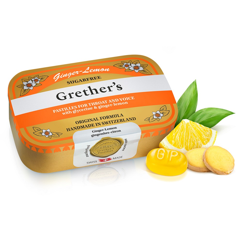 GRETHERS Ginger Lemon zuckerfrei Pastillen Dose - 110g - Gesundheit & Wellness