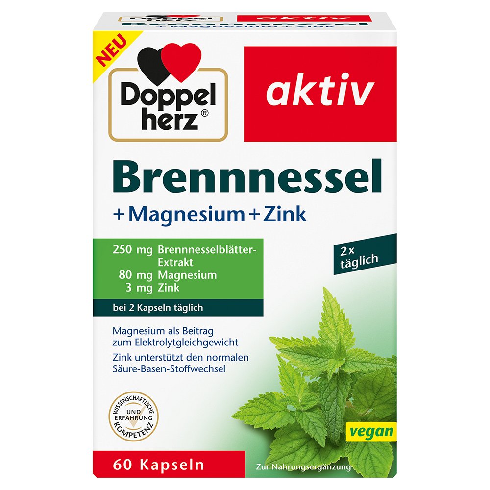 DOPPELHERZ Brennnessel+Magnesium+Zink Kapseln - 60Stk - Mineralstoffe & Vitamine