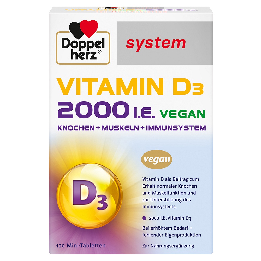 DOPPELHERZ Vitamin D3 2000 I.E. vegan system Tabl. - 120Stk - Immunsystem & Zellschutz