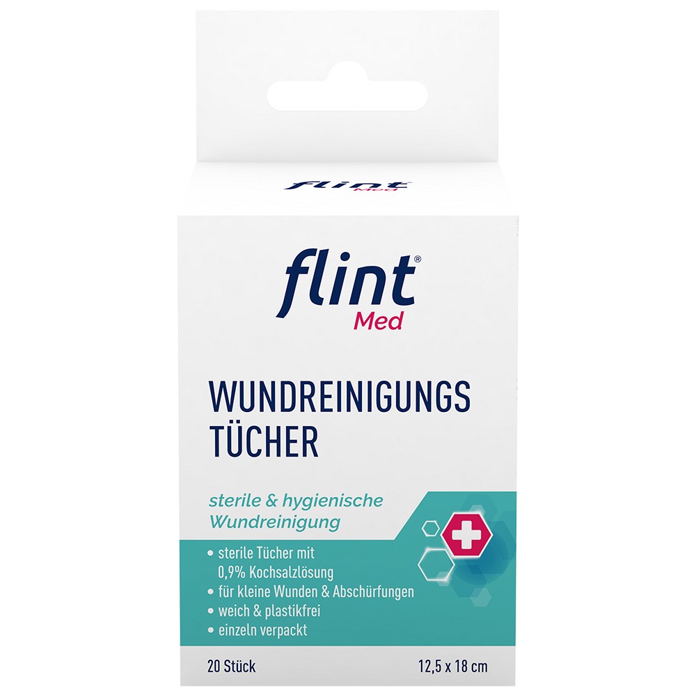 FLINT Med Wundreinigungstücher steril 12,5x18 cm - 20Stk