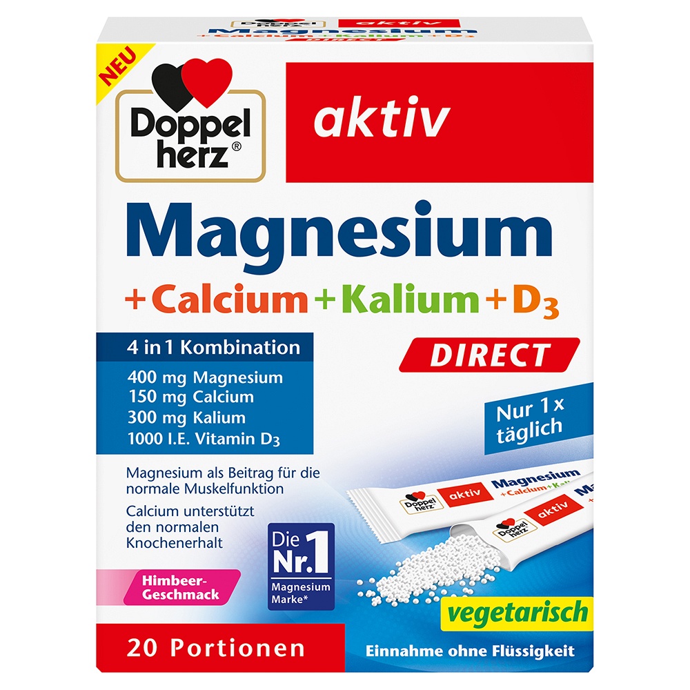 DOPPELHERZ Magneisum+Calcium+Kalium+D3 DIRECT Pel. - 20Stk - Mineralstoffe & Vitamine