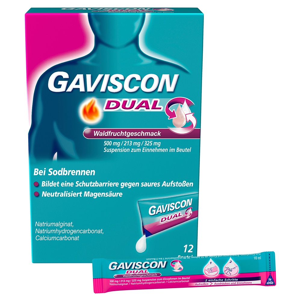 GAVISCON DUAL Waldfrucht 500mg/213mg/325mg SUE - 12X10ml