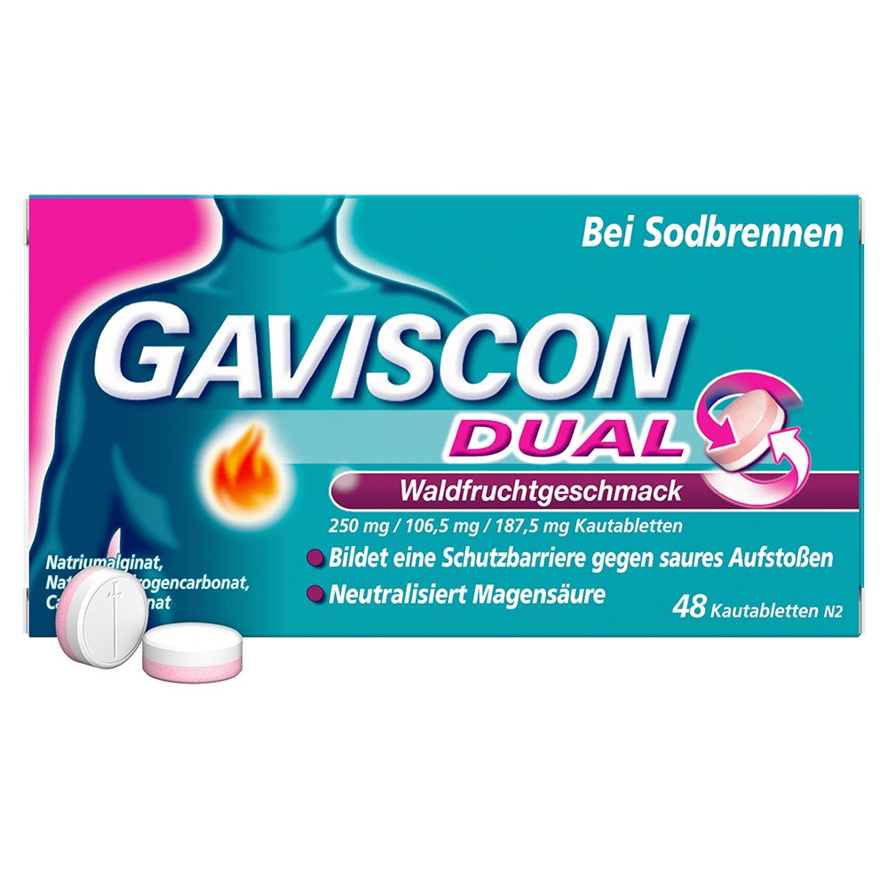 GAVISCON DUAL Waldfrucht 250mg/106,5mg/187,5mg KTA - 48Stk