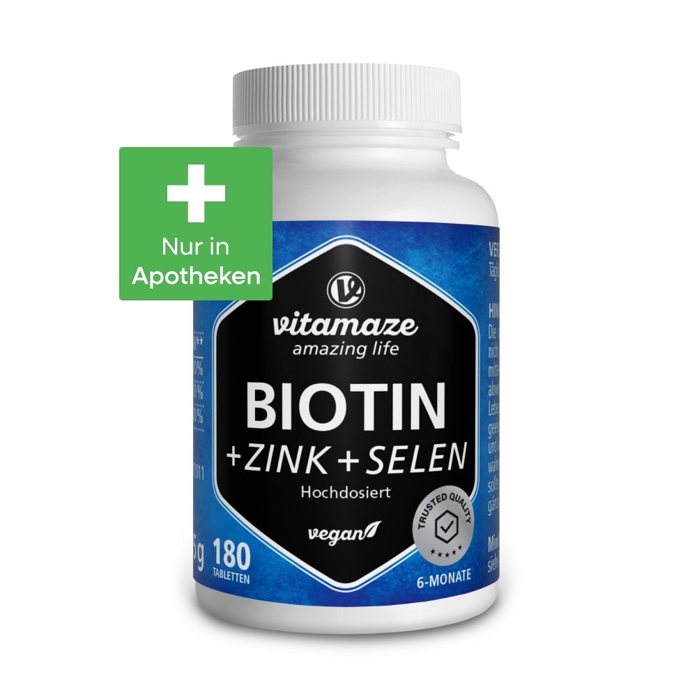 BIOTIN 10 mg hochdosiert+Zink+Selen Tabletten - 180Stk