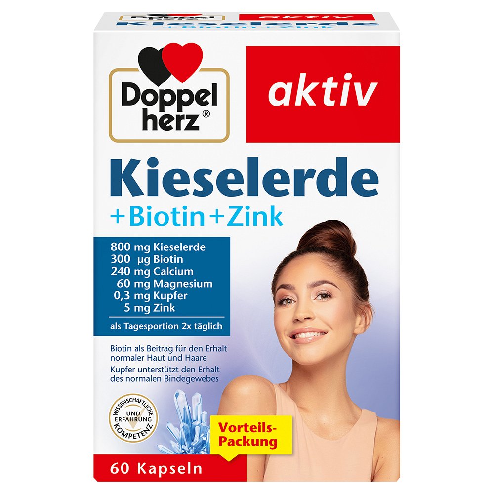 DOPPELHERZ Kieselerde+Biotin+Zink Kapseln - 60Stk - Haut, Haare & Nägel