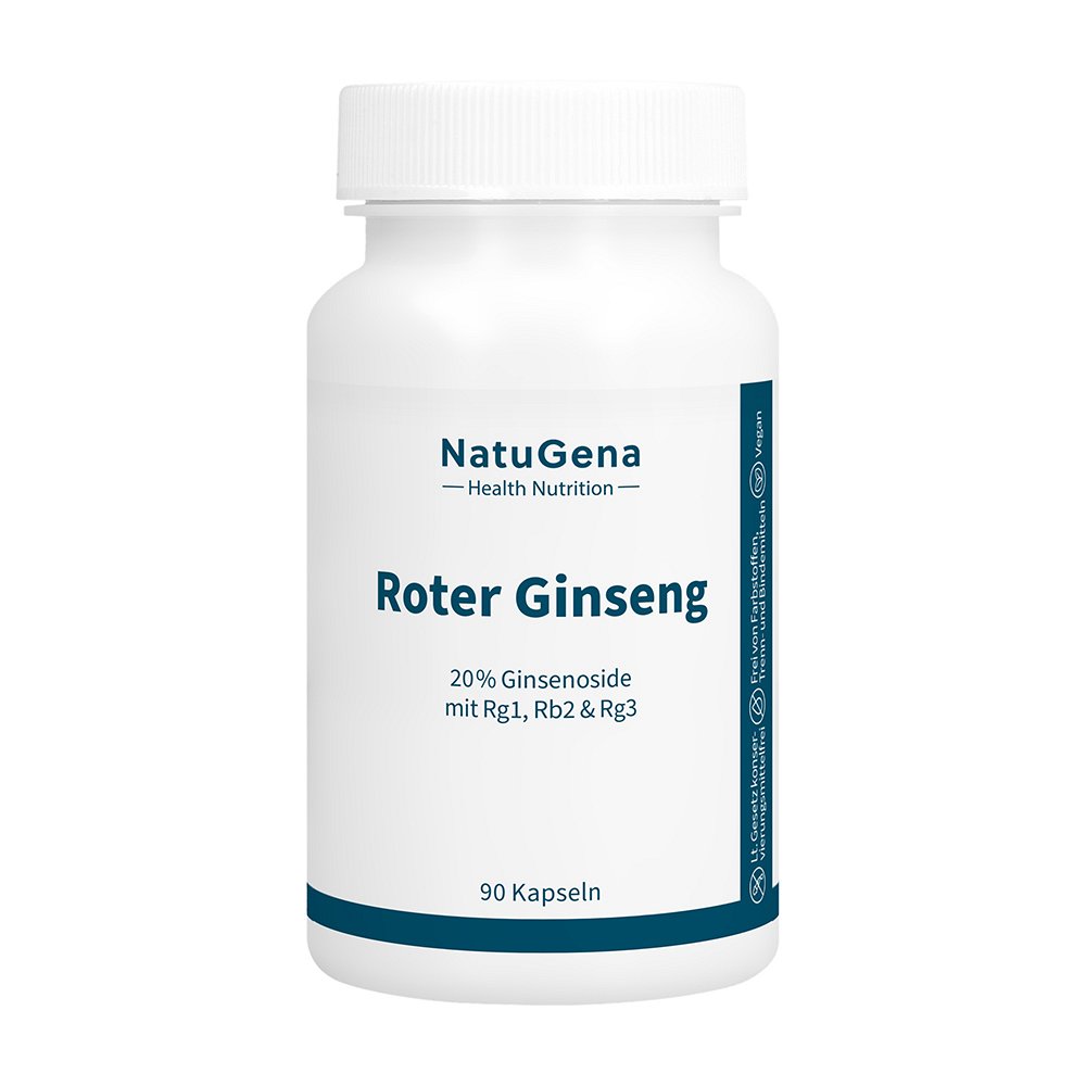 ROTER PANAX Ginseng 20% Ginsenoside vegan Kapseln - 90Stk - Gedächtnis & Konzentration