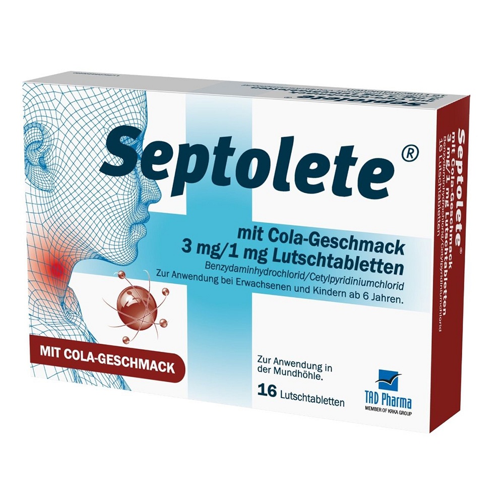 SEPTOLETE m.Cola-Geschmack 3mg/1mg Lutschtabletten - 16Stk