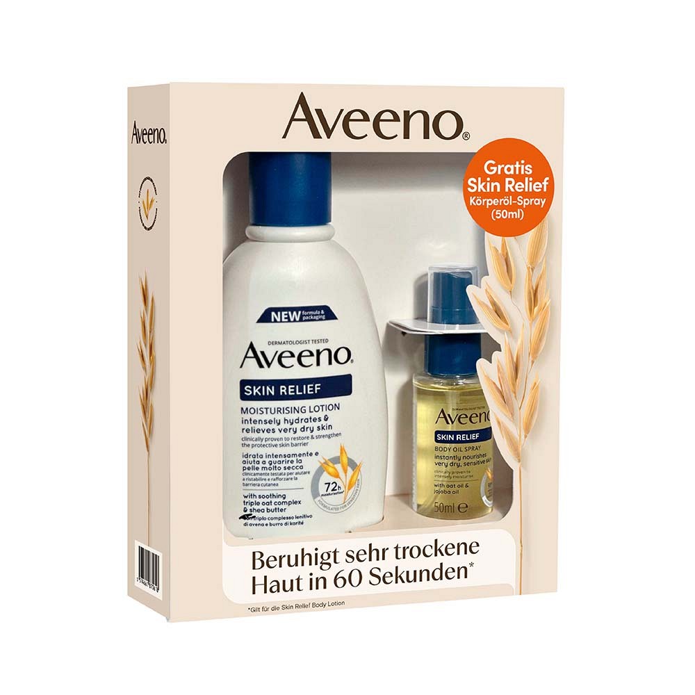AVEENO Skin Rel.Bodyl.300ml+gratis Öl 50ml Giftset - 1Packungen