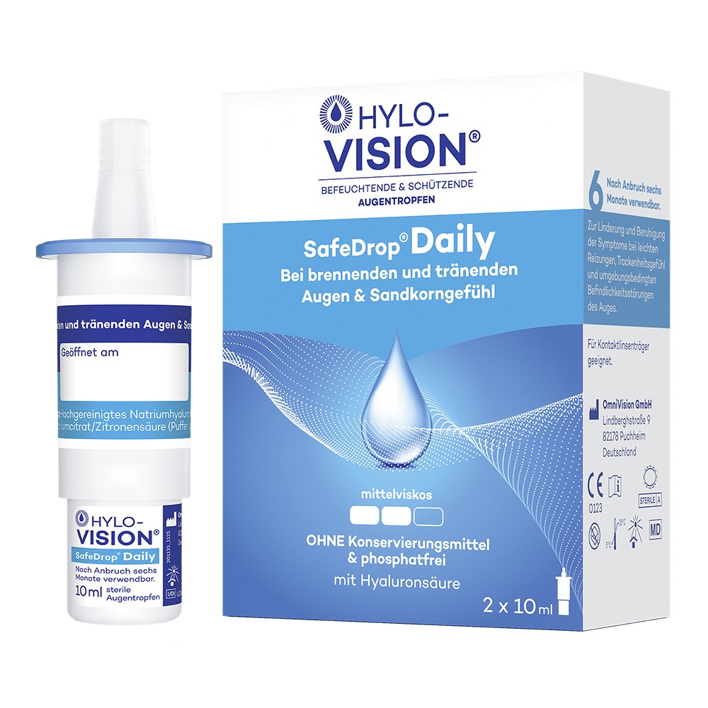 HYLO-VISION SafeDrop Daily Augentropfen - 2X10ml - gereizte Augen