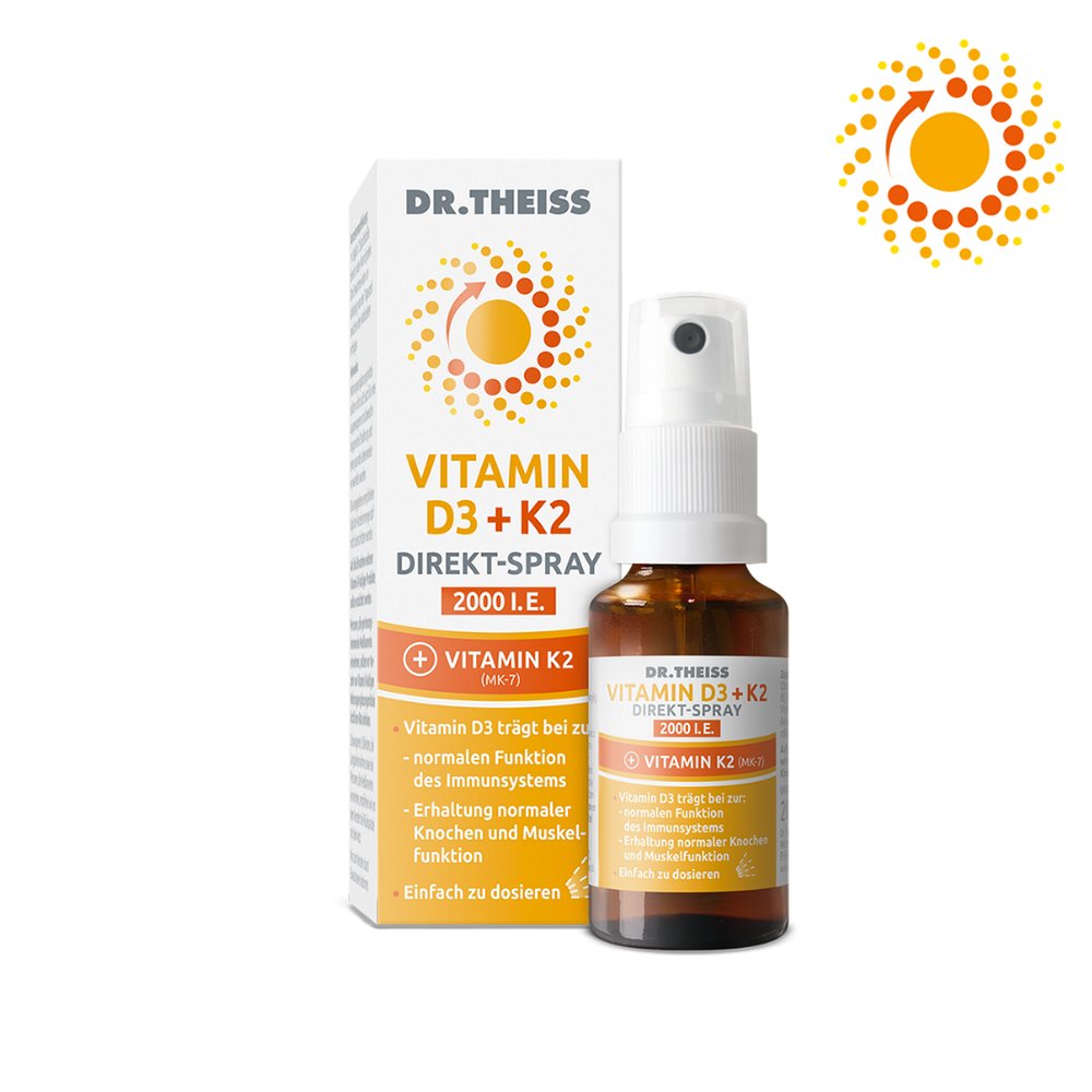 DR.THEISS Vitamin D3+K2 Direkt-Spray 2000 I.E. - 20ml - Stärkung Immunsystem