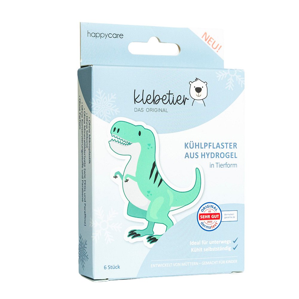 KLEBETIER Kühlpflaster aus Hydrogel Dino - 6Stk