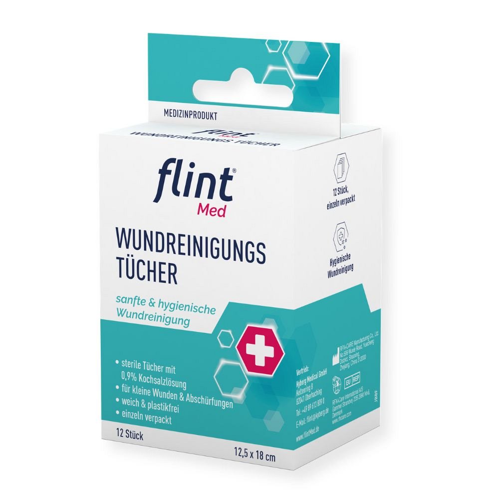 FLINT Med Wundreinigungstücher steril 12,5x18 cm - 12Stk